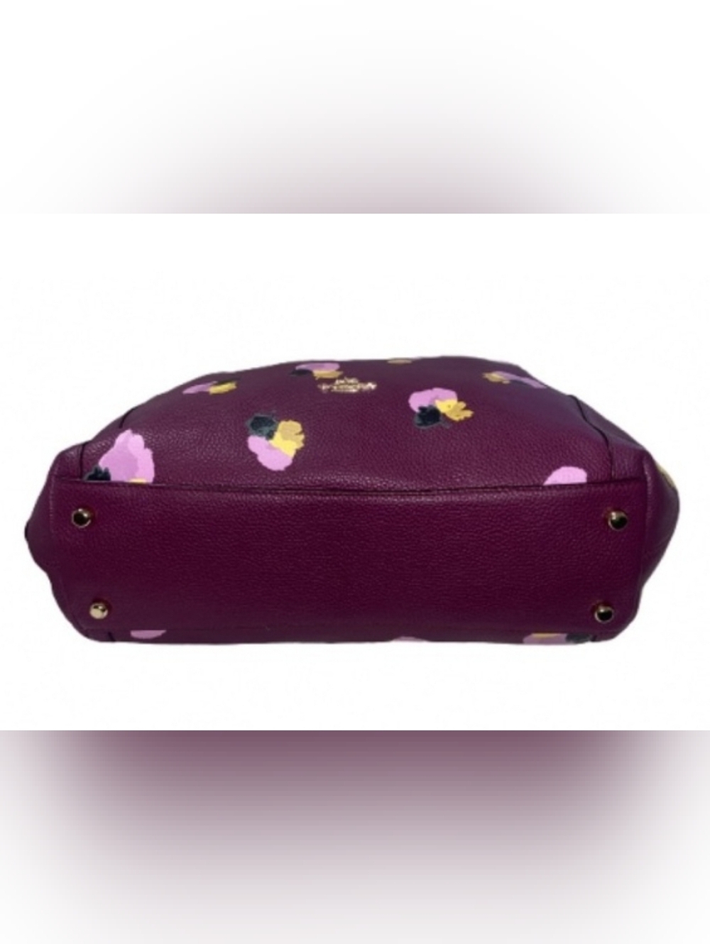 Coach Edie Shoulder Bag Floral Pebbled Leather Purple Multi - Picture 5 of 9